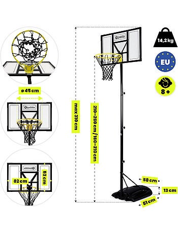 Canestro basket regolabile 160-260 cm autoportante pannello 82x53 HyperMotion