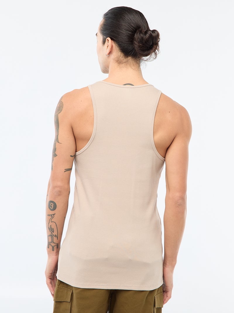 Canotta a coste Beige - Kiabi