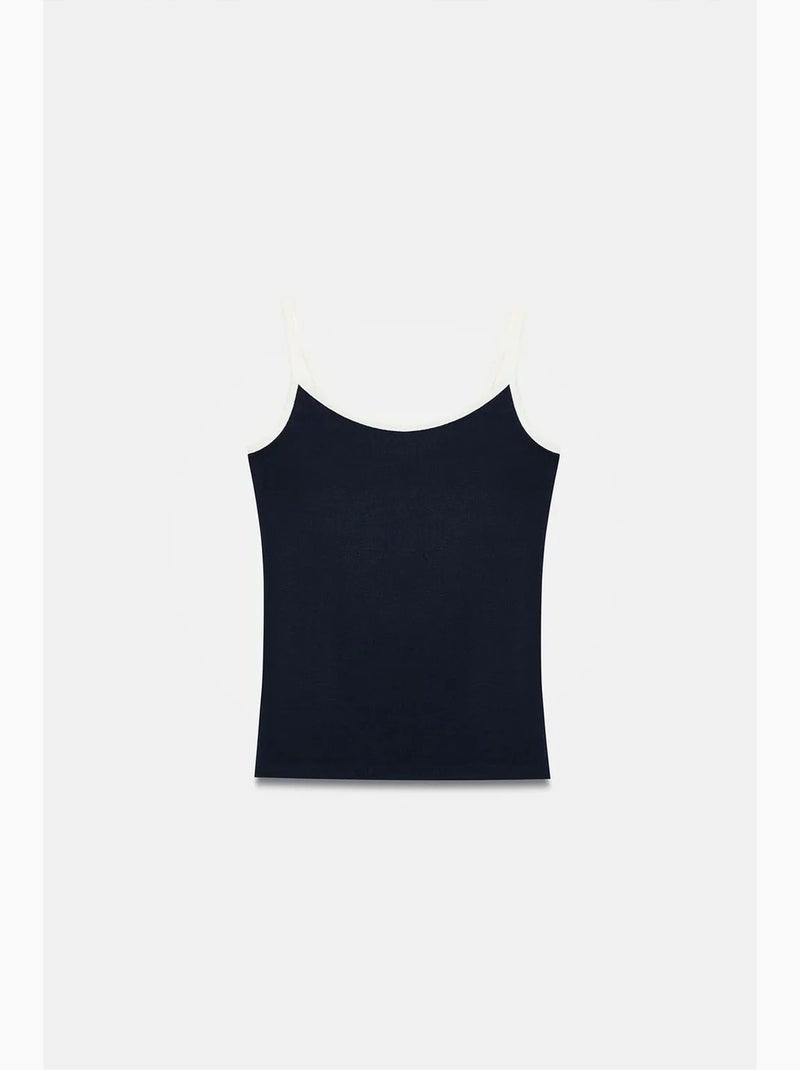 Canotta a coste color block dilvin Blu marino - Kiabi