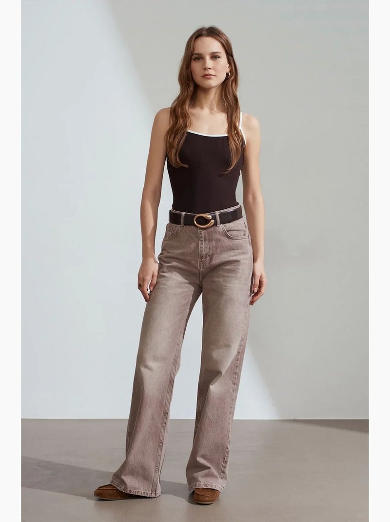 Canotta a coste color block dilvin Marrone scuro - Kiabi