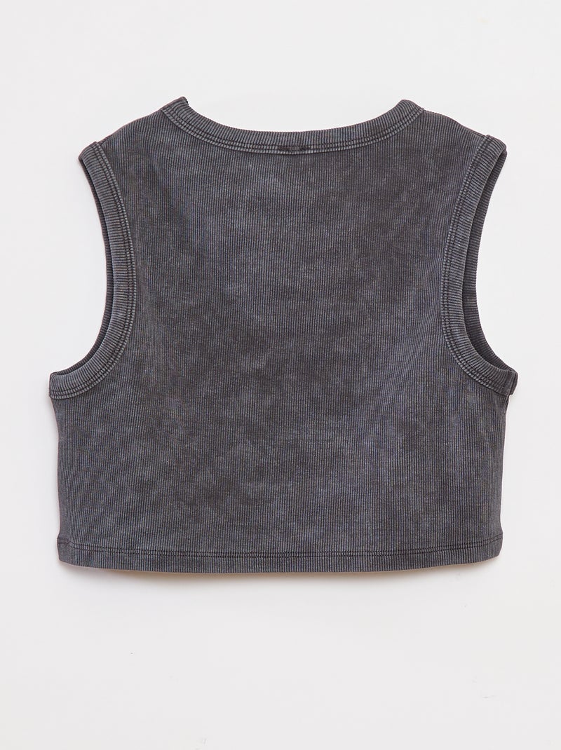 Canotta a coste effetto delavé - Nero - Kiabi