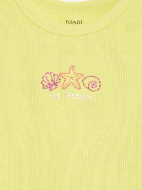 Canotta a coste ricamata - Kiabi