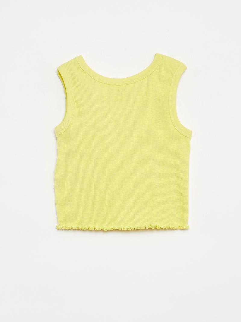 Canotta a coste ricamata GIALLO - Kiabi