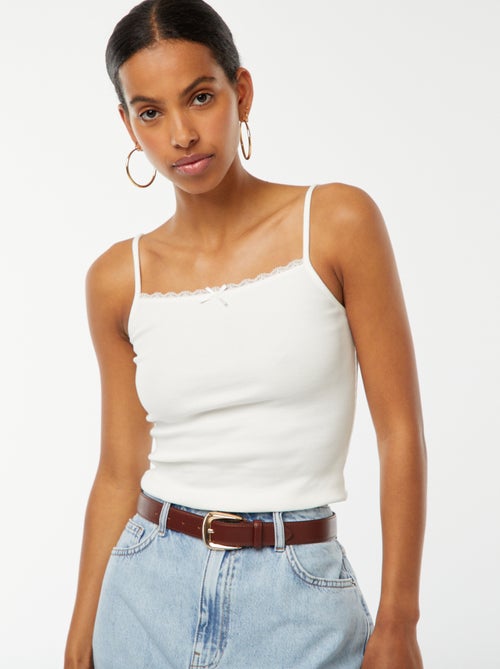Canotta a coste senza maniche crop top - Kiabi