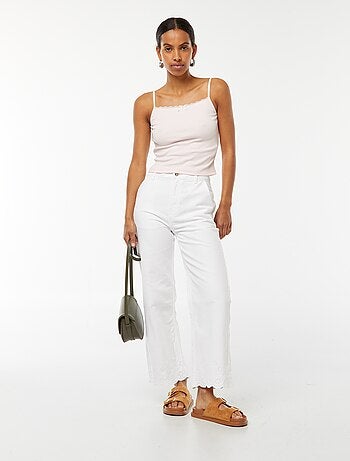 Canotta a coste senza maniche crop top