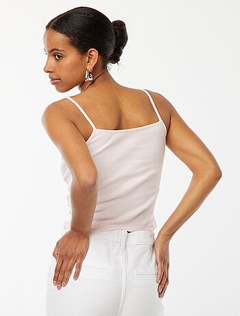 Canotta a coste senza maniche crop top