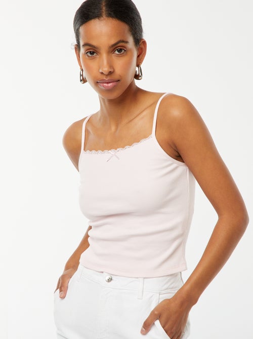 Canotta a coste senza maniche crop top - Kiabi