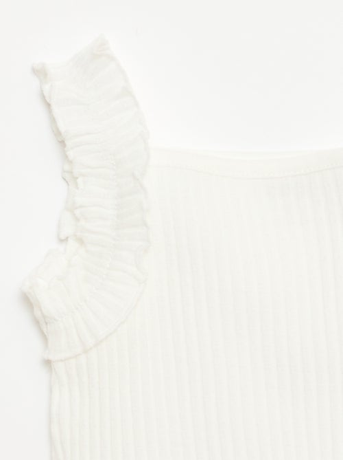 Canotta a costine a punto traforato con spalline a volant - Kiabi