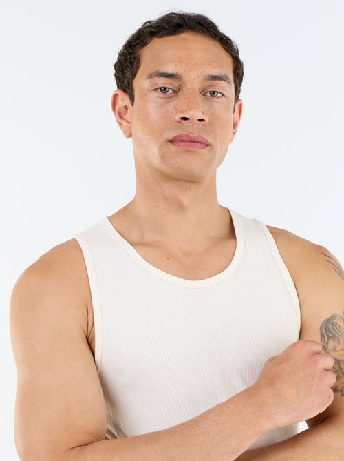 Canotta a costine a tinta unita - Kiabi