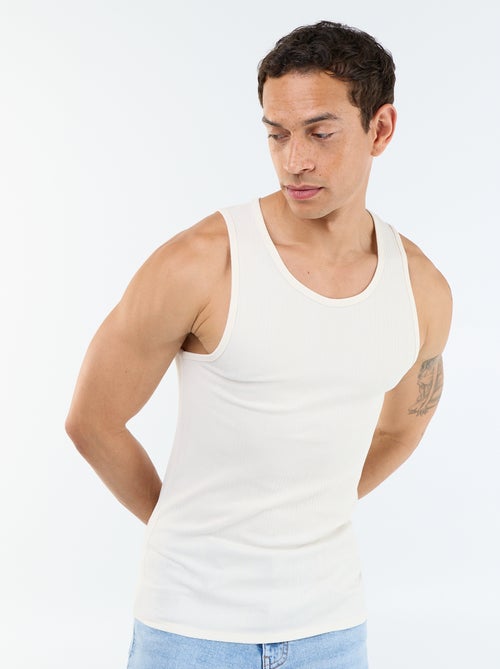 Canotta a costine a tinta unita - Kiabi