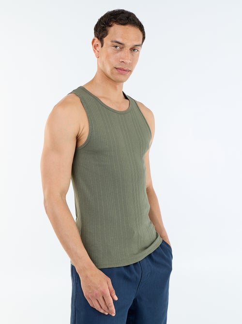 Canotta a costine a tinta unita - Kiabi