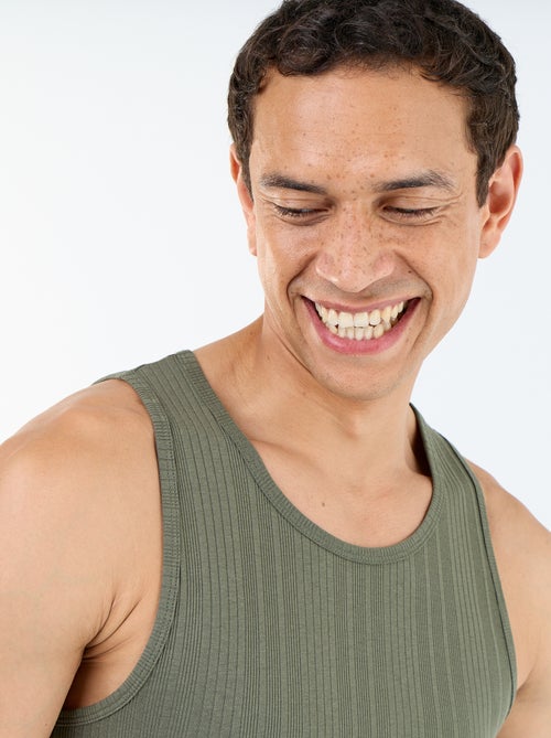 Canotta a costine a tinta unita - Kiabi