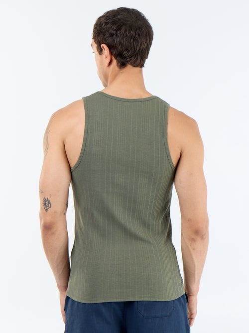 Canotta a costine a tinta unita - Kiabi