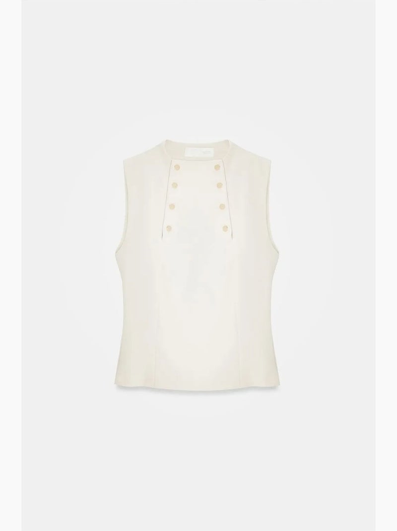 Canotta a costine collo alto dilvin Crema - Kiabi