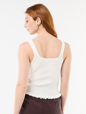 Canotta a costine con apertura finta abbottonata sul davanti