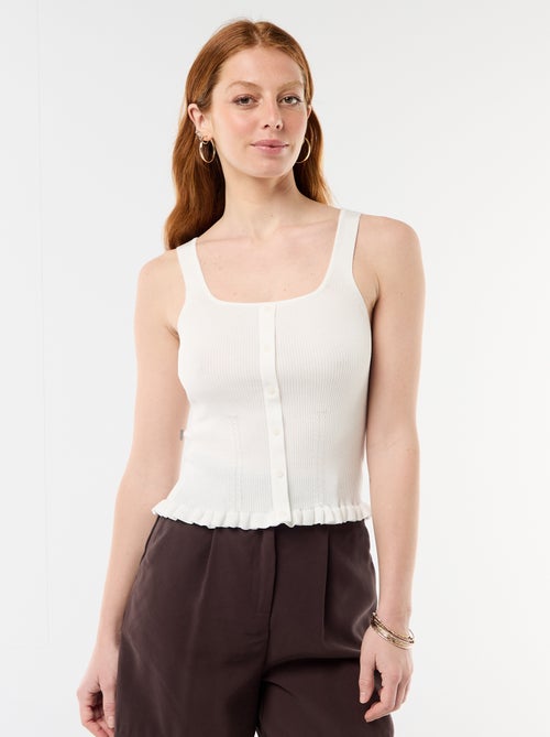 Canotta a costine con apertura finta abbottonata sul davanti - Kiabi