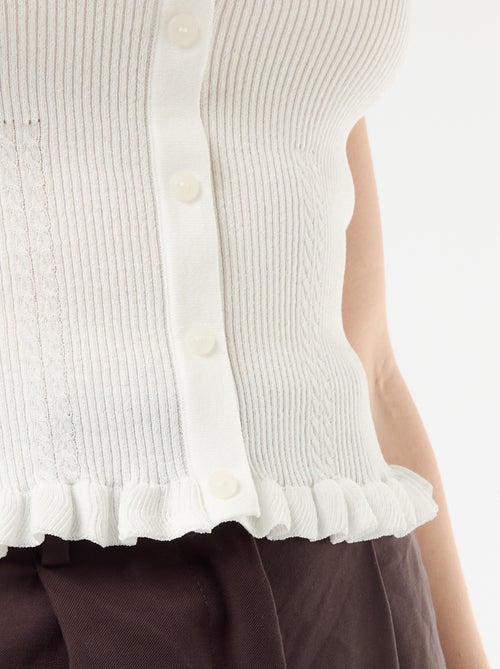 Canotta a costine con apertura finta abbottonata sul davanti - Kiabi