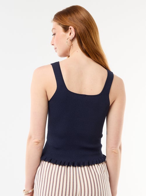 Canotta a costine con apertura finta abbottonata sul davanti - Kiabi