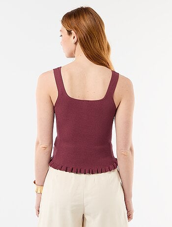 Canotta a costine con apertura finta abbottonata sul davanti