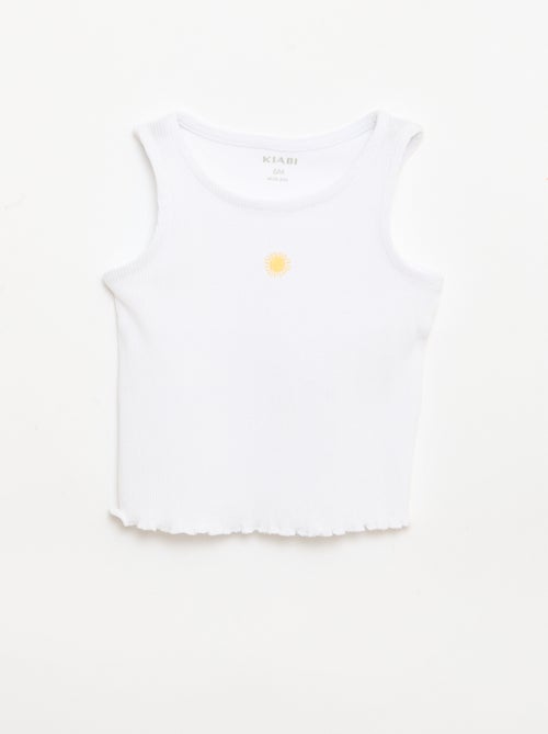 Canotta a costine con orlo ondulato - Kiabi