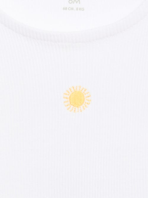 Canotta a costine con orlo ondulato - Kiabi