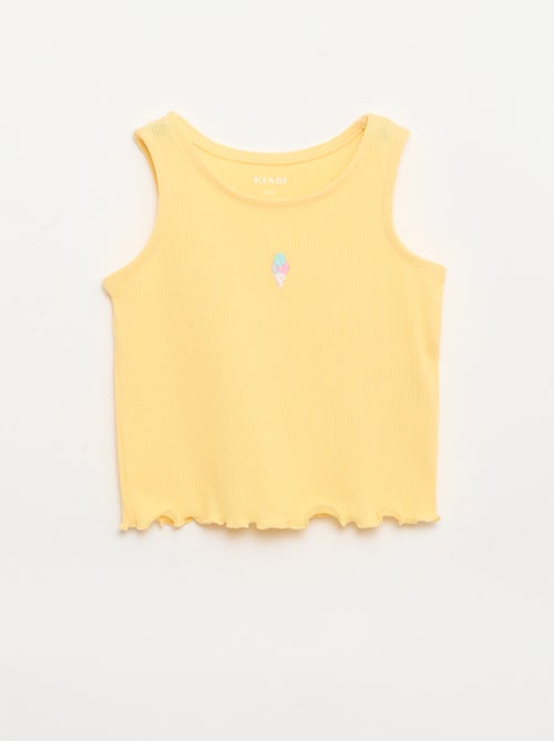 Canotta a costine con orlo ondulato - Kiabi
