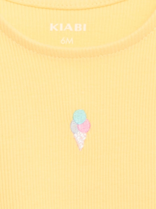 Canotta a costine con orlo ondulato - Kiabi