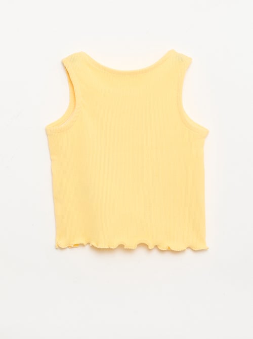 Canotta a costine con orlo ondulato - Kiabi