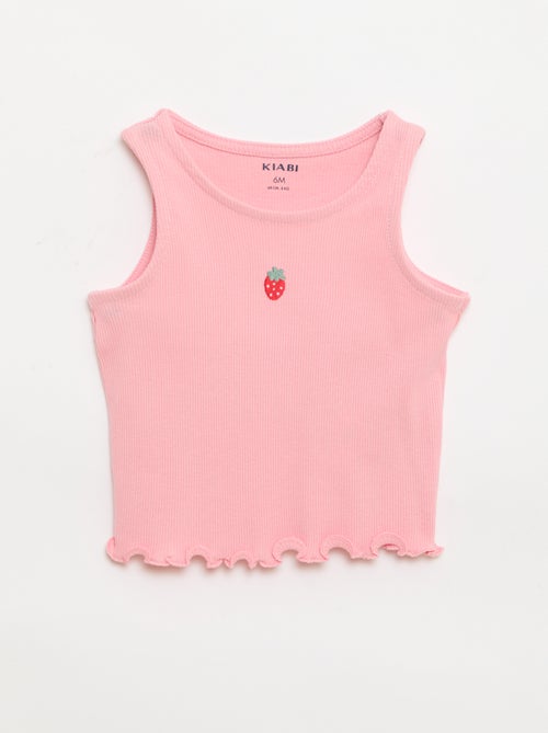 Canotta a costine con orlo ondulato - Kiabi