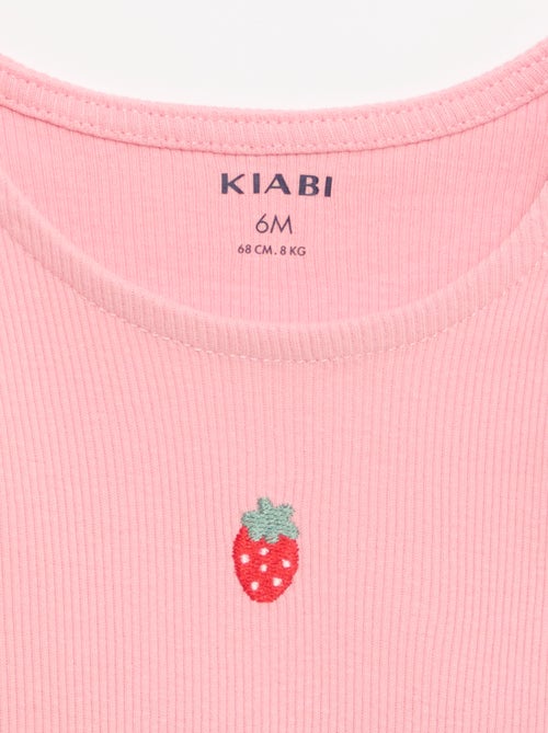 Canotta a costine con orlo ondulato - Kiabi