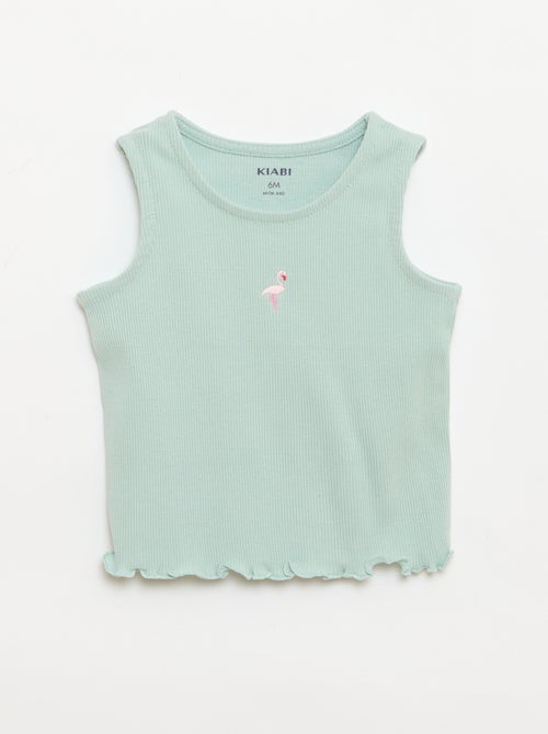 Canotta a costine con orlo ondulato - Kiabi