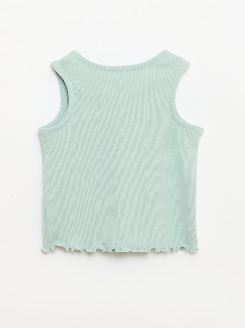 Canotta a costine con orlo ondulato - Kiabi