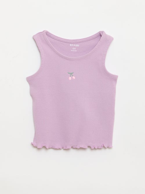 Canotta a costine con orlo ondulato - Kiabi