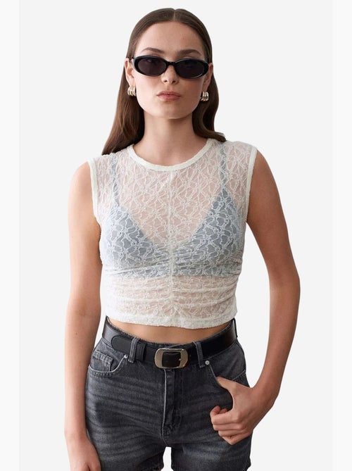 Canotta a costine con pizzo dilvin - Kiabi Canotta a costine con pizzo dilvin - Kiabi