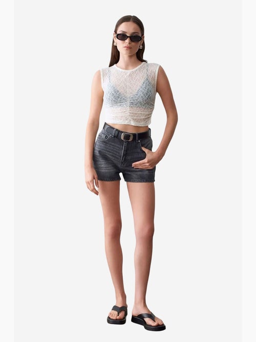 Canotta a costine con pizzo dilvin - Kiabi Canotta a costine con pizzo dilvin - Kiabi
