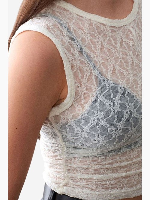 Canotta a costine con pizzo dilvin - Kiabi Canotta a costine con pizzo dilvin - Kiabi
