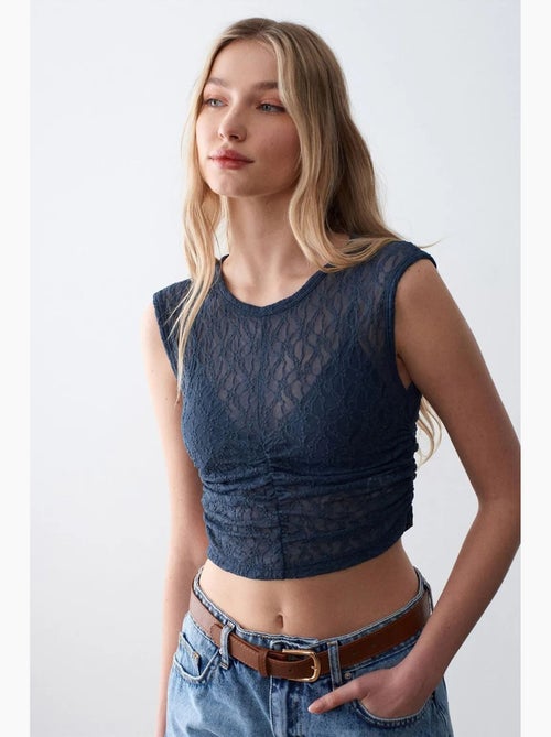 Canotta a costine con pizzo dilvin - Kiabi
