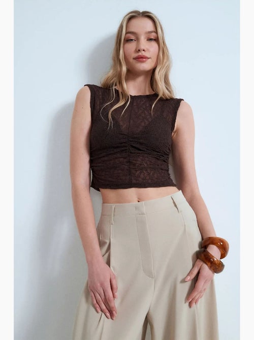 Canotta a costine con pizzo dilvin - Kiabi Canotta a costine con pizzo dilvin - Kiabi