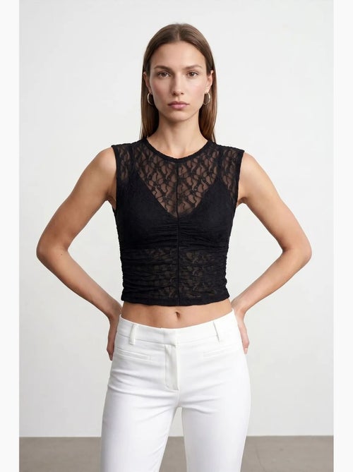 Canotta a costine con pizzo dilvin - Kiabi Canotta a costine con pizzo dilvin - Kiabi