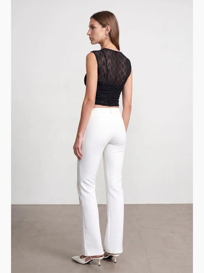 Canotta a costine con pizzo dilvin Nero - Kiabi