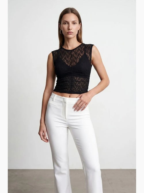 Canotta a costine con pizzo dilvin - Kiabi Canotta a costine con pizzo dilvin - Kiabi