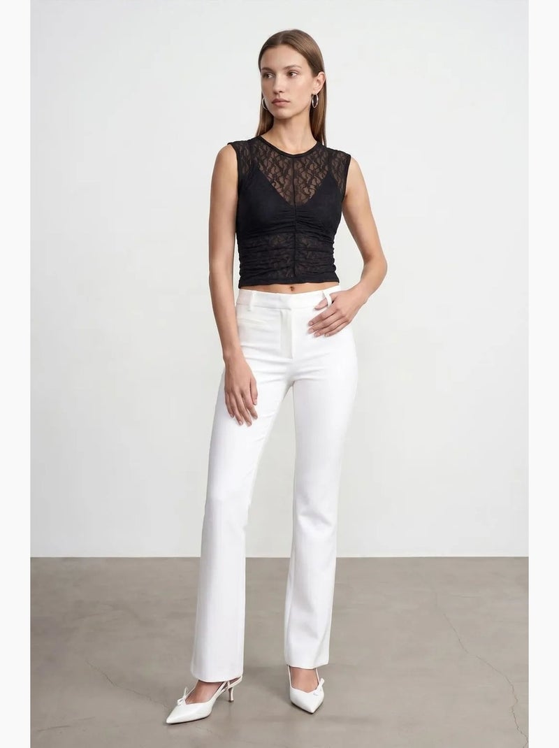 Canotta a costine con pizzo dilvin Nero - Kiabi