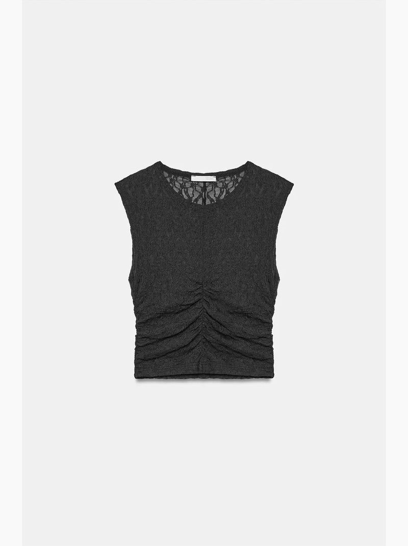 Canotta a costine con pizzo dilvin Nero - Kiabi