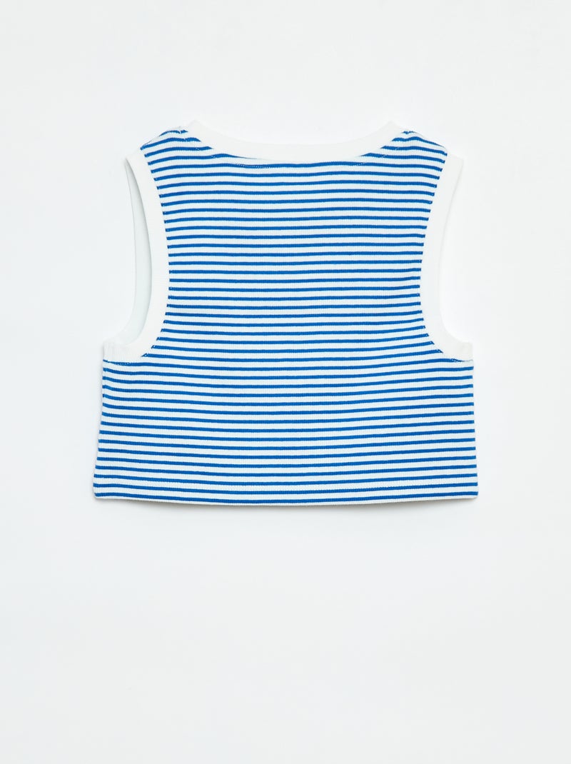 Canotta a costine con righe Blu - Kiabi