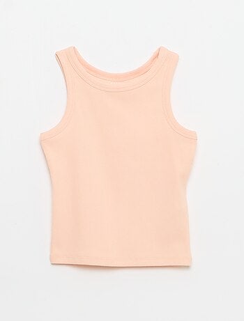 Canotta a costine con scollo rotondo