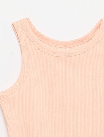 Canotta a costine con scollo rotondo