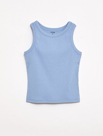 Canotta a costine con scollo rotondo