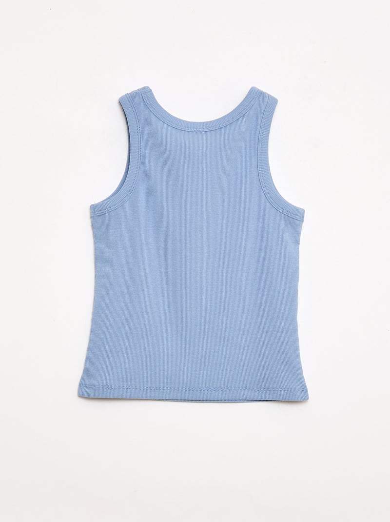 Canotta a costine con scollo rotondo Blu - Kiabi
