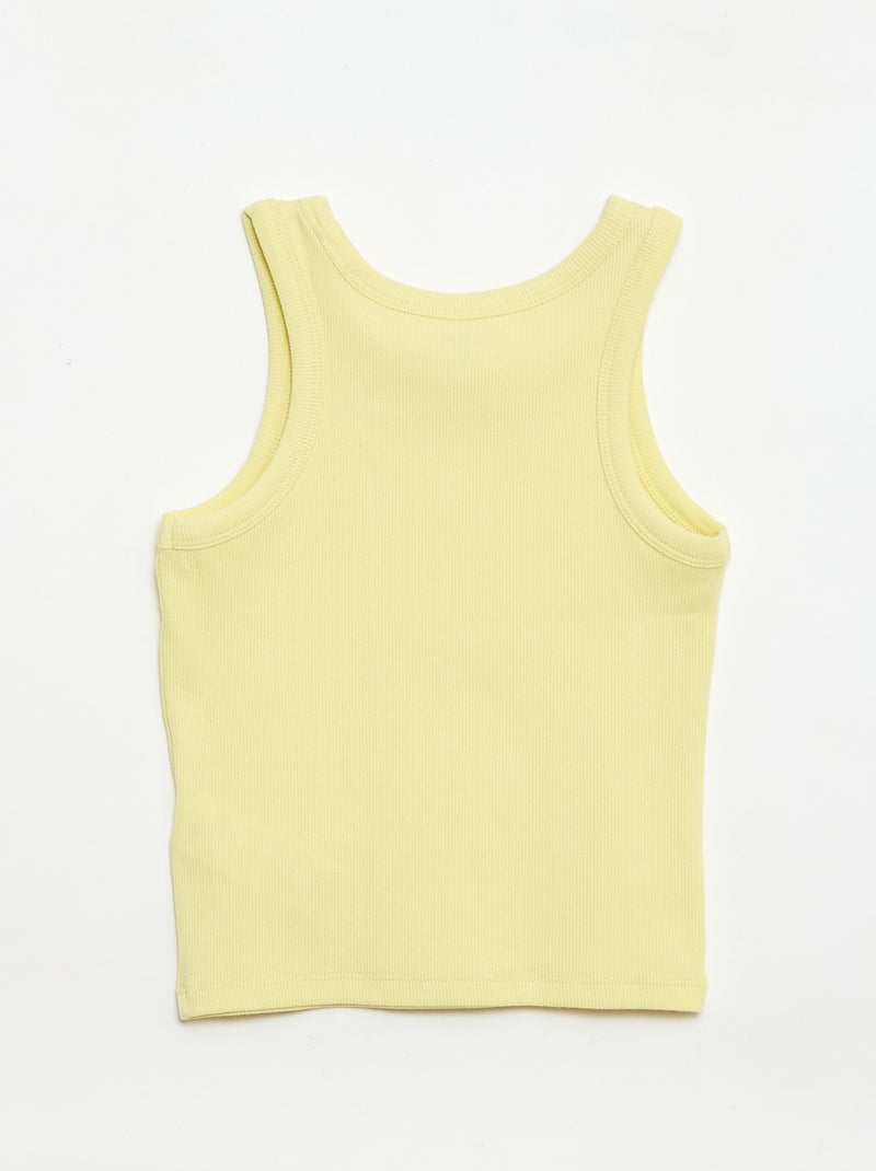 Canotta a costine con scollo rotondo Giallo - Kiabi