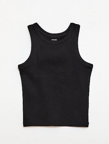 Canotta a costine con scollo rotondo